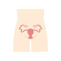 mulheres doentes sistema reprodutivo design plano ícone de cor de sombra longa. infertilidade. órgão humano dolorido. doença do útero. parte interna do corpo doente. saúde da mulher. ilustração em vetor silhueta