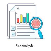 ícone de conceito de contorno plano de análise de risco mostrando, avaliação de risco vetor