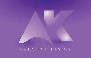 conceito de design de carta de logotipo ak com letras minimalistas abstratas em estilo moderno vetor