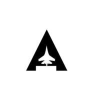 letra a e aviões de combate, avião de combate letra um logotipo de combinação vetor