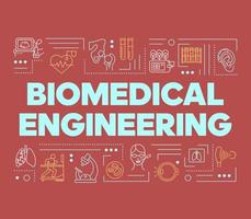 banner de conceitos de palavra de engenharia biomédica. biotecnologia para a saúde. desenvolvimento da saúde. apresentação, site. isolado rotulação ideia de tipografia com ícones lineares. ilustração de contorno vetorial vetor