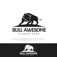 logotipo de modelo de silhueta preta de logotipo de bisonte, símbolo animal, touro, vaca vetor