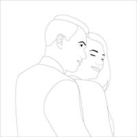 casal fofo, ilustração de contorno de personagem de casal em fundo branco, ilustração vetorial para projetos de dia dos namorados. vetor