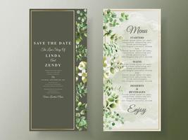 cartão de convite de casamento vegetação eucalipto vetor