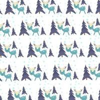 padrão de árvore de natal de inverno com ilustração vetorial de renas vetor