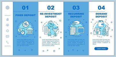 de depósito onboarding modelo de vetor de páginas da web móvel. serviço bancário. ideia de interface de site de smartphone responsivo com ilustrações lineares. telas de passo a passo da página da web. conceito de cor