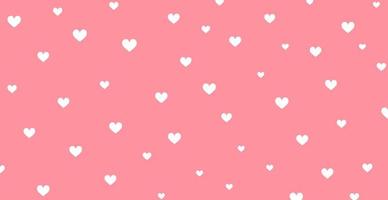 padrão panorâmico de fundo rosa com muitos corações brancos - vetor