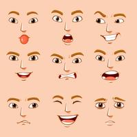 Diferentes expressões faciais de humanos vetor