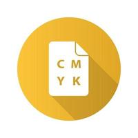 cmyk círculo de cores modelo design plano ícone de glifo de sombra longa. ciano, magenta, amarelo, esquema de cores principais. ilustração da silhueta do vetor
