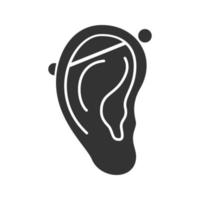 ícone de glifo de piercing industrial. cartilagem da orelha perfurada. símbolo de silhueta. espaço negativo. ilustração vetorial isolada vetor