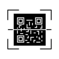 ícone de glifo do scanner de código qr. código de resposta rápida. aplicativo de digitalização de código de barras de matriz. símbolo de silhueta. espaço negativo. ilustração vetorial isolada vetor