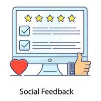 um ícone plano de feedback do cliente, semelhança social vetor