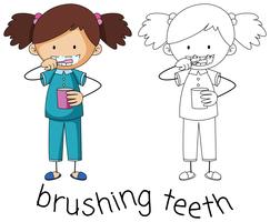 Doodle gráfico de escovar os dentes vetor