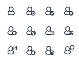 login, ícones de configurações de conta isolados em branco vetor