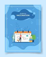 conceito de calendário de vacinação para modelo de banners, flyer, livros e capa de revista vetor