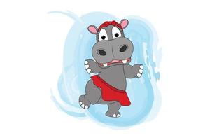 fofo hipopótamo animal desenho animado dançando vetor