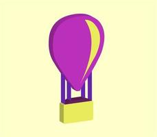 ícone vetorial balão de ar quente roxo e amarelo, melhor para suas imagens de propriedade de decoração vetor