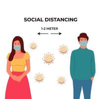 conceito de ilustração de distanciamento social. manter distância na sociedade pública para proteger do surto de covid-19 vetor