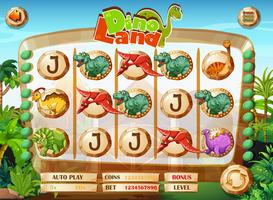 Modelo de jogo de slot com personagens de dinossauro vetor