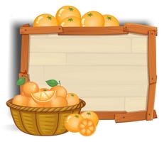 Laranja com banner de madeira vetor