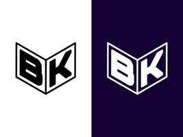 letra inicial bk design de logotipo 3d minimalista e moderno vetor