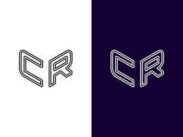 letra inicial cr design de logotipo 3d minimalista e moderno vetor