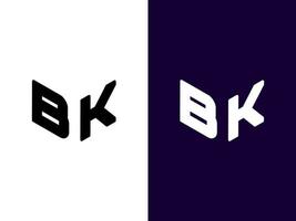 letra inicial bk design de logotipo 3d minimalista e moderno vetor