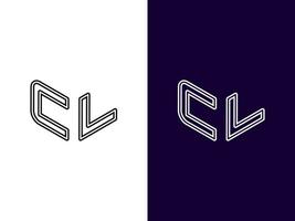 letra inicial cl design de logotipo 3d minimalista e moderno vetor