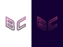 letra inicial bc design de logotipo 3d minimalista e moderno vetor