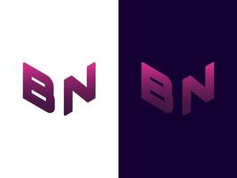 letra inicial bn design de logotipo 3d minimalista e moderno vetor