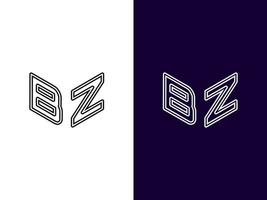 letra inicial bz design de logotipo 3d minimalista e moderno vetor