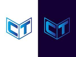 letra inicial ct design de logotipo 3d minimalista e moderno vetor