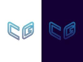 letra inicial cg design de logotipo 3d minimalista e moderno vetor