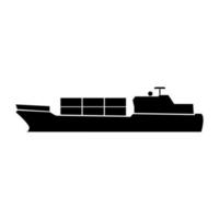 ícone de cor preta do navio mercante. vetor