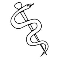 caduceu ou bastão de símbolo asclepius ícone ilustração de cor preta estilo simples imagem simples vetor