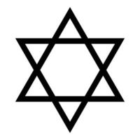 ícone de cor preta da estrela de Davi judaica. vetor