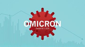 queda econômica global por causa do b.1.1.529 omicron do vírus covid 19. nova variante omicron surto da África. gráfico ou gráfico mostram queda e crise da economia, finanças. desenho vetorial vetor