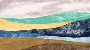 paisagens de fundo abstrato. decoração de parede boho. arte minimalista moderna de meados do século para decoração de parede, cartão postal ou ilustração design.vector de brochura. vetor