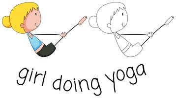 Menina, fazendo, ioga, desenho vetor