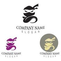 vetor de modelo de design de personagem de logotipo de rosto ninja fofo