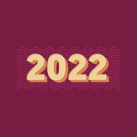 Vintage de estilo simples de texto de 2022 para símbolo feliz ano novo. Modelo de design de número de texto de 2022. tipografia de ilustração vetorial. vetor