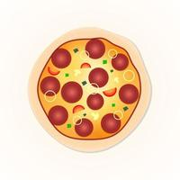 ilustração de pizza de vista superior em design plano de fundo isolado vetor