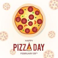 feliz dia da pizza 09 de fevereiro design plano de ilustração vetor