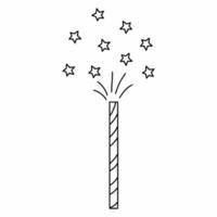 fogos de artifício festivos com estrelas. foguetes e estrelinhas. ilustração com rabiscos. ícone de contorno. elemento para cartão de natal. vetor
