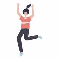 garota feliz está pulando de alegria. símbolo de vetor em estilo simples.