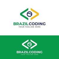 modelo de design de logotipo de codificação do brasil vetor