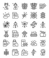 conjunto de ícones simples de ano novo chinês vetor