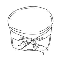 bolinho de páscoa isolado no fundo branco. desenho de linha desenhado à mão. doodles.cupcake com ribbon.for têxteis, cartões postais e joias. vetor