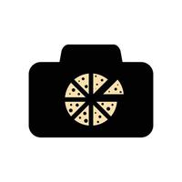 logotipo câmera pizza ícone minimalista vetor símbolo design plano