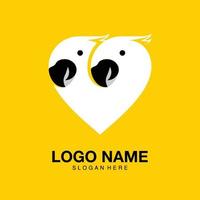 logotipo amor casais cacatua ícone minimalista vetor símbolo design plano